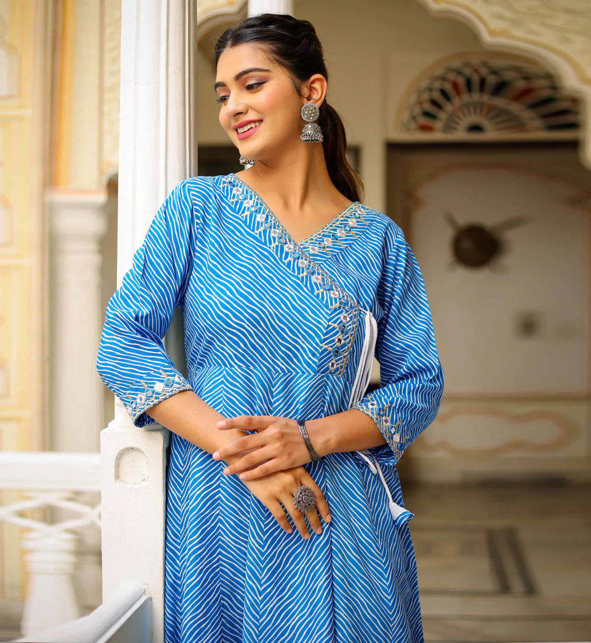 Angrakhaa gheredaar kurta for festive wear