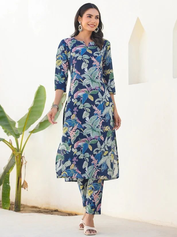 Lightweight Floral Cotton Kurti Set